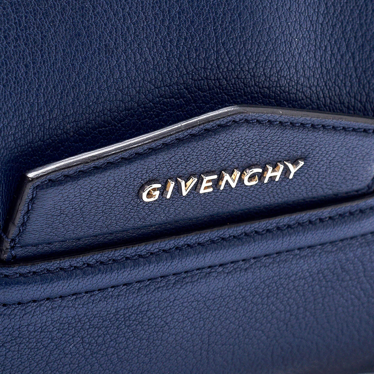 GIVENCHY - Navy Leather Envelope Clutch